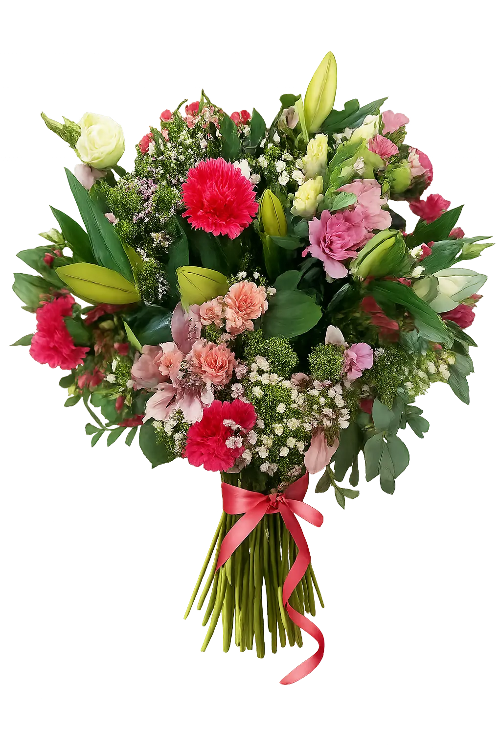 Elegancki bukiet pastelowo-różowy z akcentem czerwieni – nr 39 – Kwiaciarnia Iga Hrubieszów