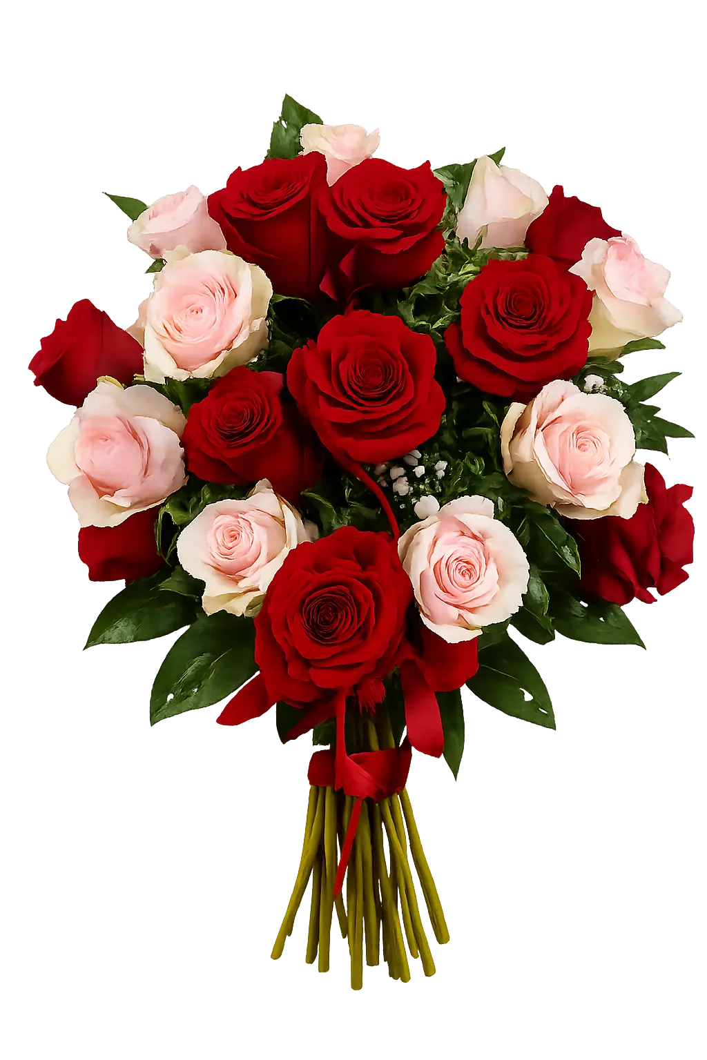 Romantyczny bukiet w czerwono-różowej tonacji – nr 36 – Kwiaciarnia Iga Hrubieszów