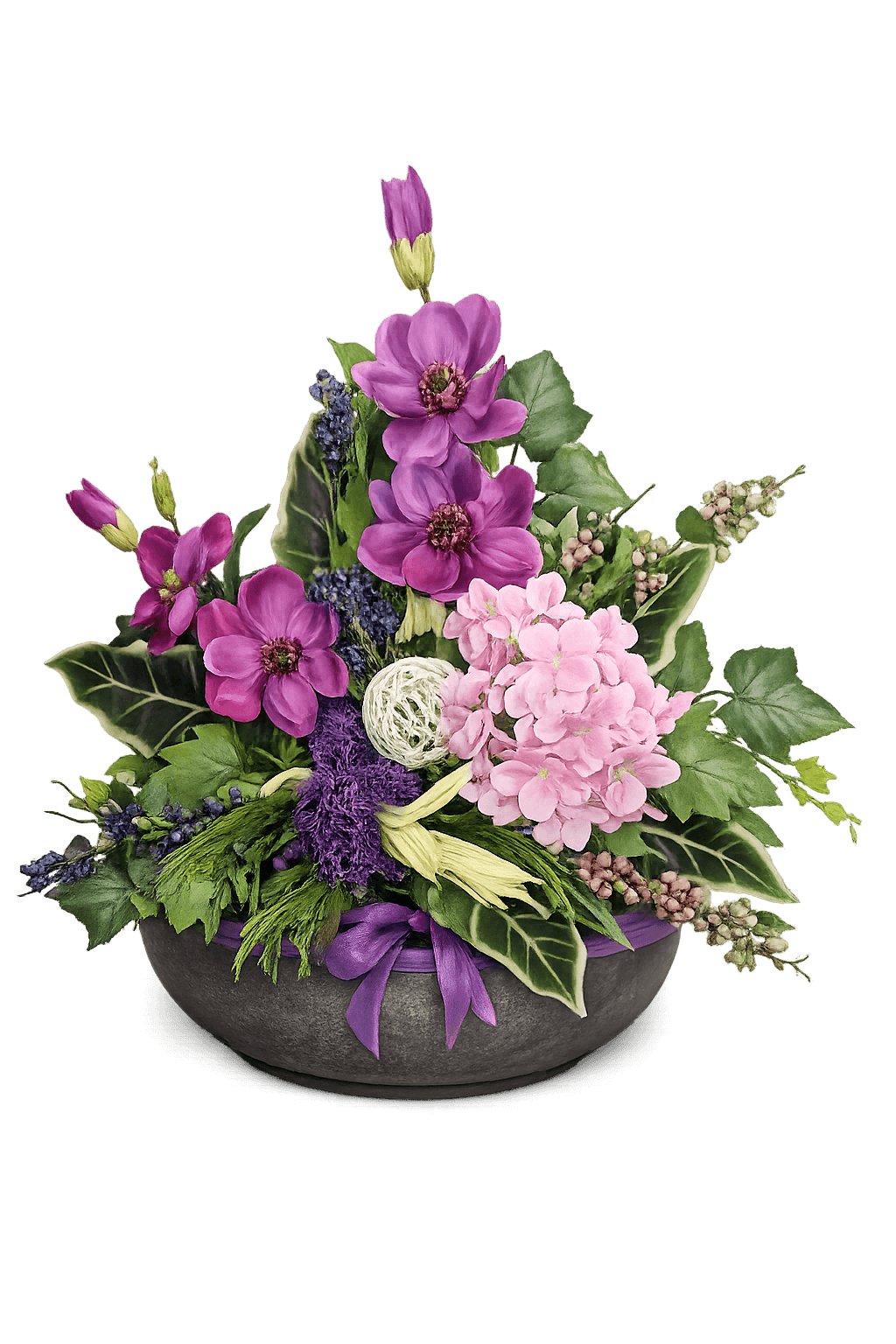 Stroik 9 – delikatny stroik kwiatowy w odcieniach fioletu i różu – Kwiaciarnia Iga Hrubieszów