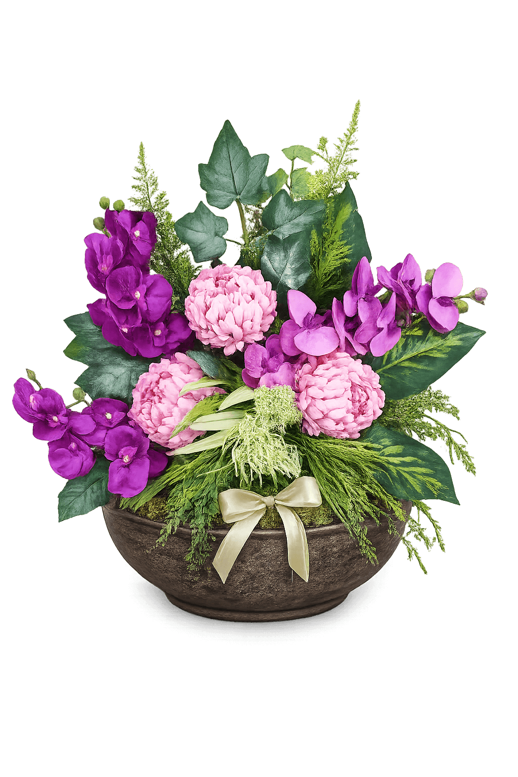 Stroik 7 – elegancki sztuczny stroik kwiatowy w misce – Kwiaciarnia Iga Hrubieszów