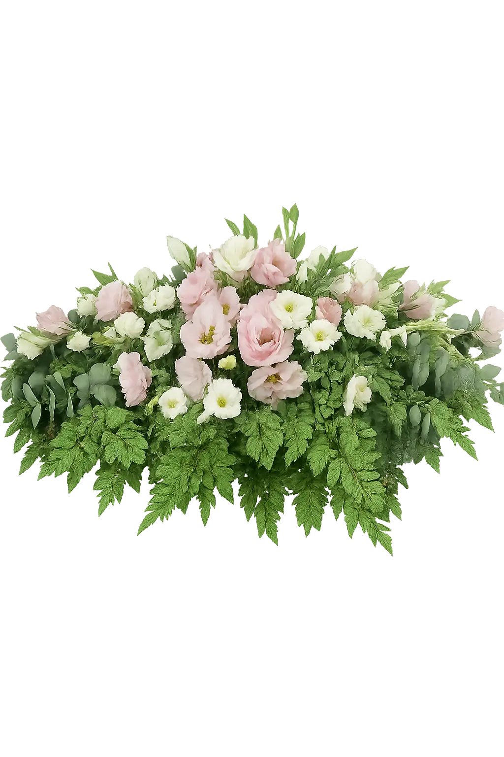 Delikatny stroik pogrzebowy z jasnoróżowych i kremowych kwiatów