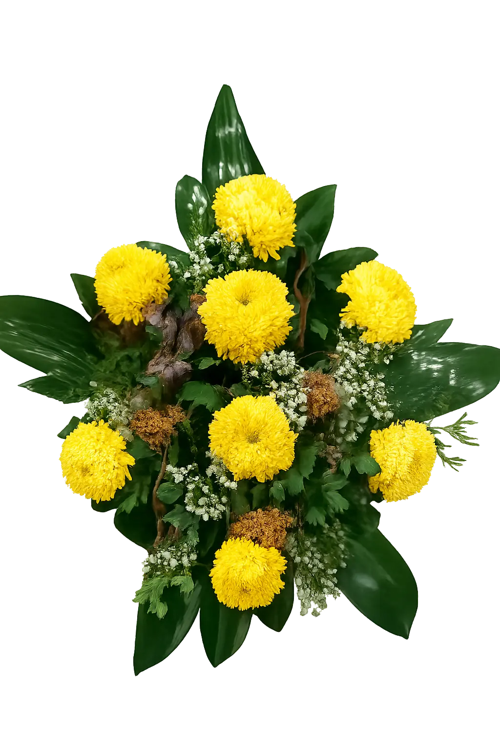 Klasyczny wieniec pogrzebowy z żółtych chryzantem